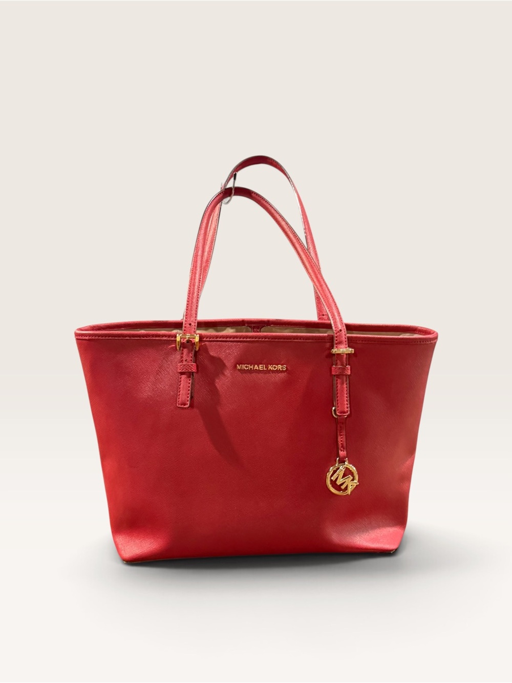 Michael Kors Red Saffiano-Style Tote Bag